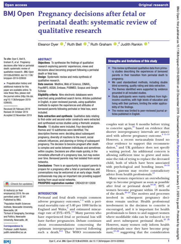 Screenshot of front cover of open access article